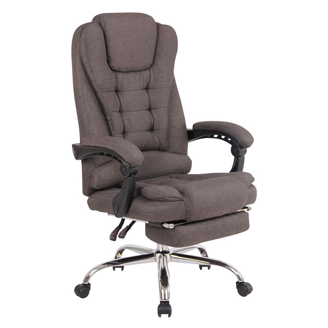 Fauteuil de bureau JAMES, Grand Rembourrage, Repose-pieds, en Tissu Gris Foncé