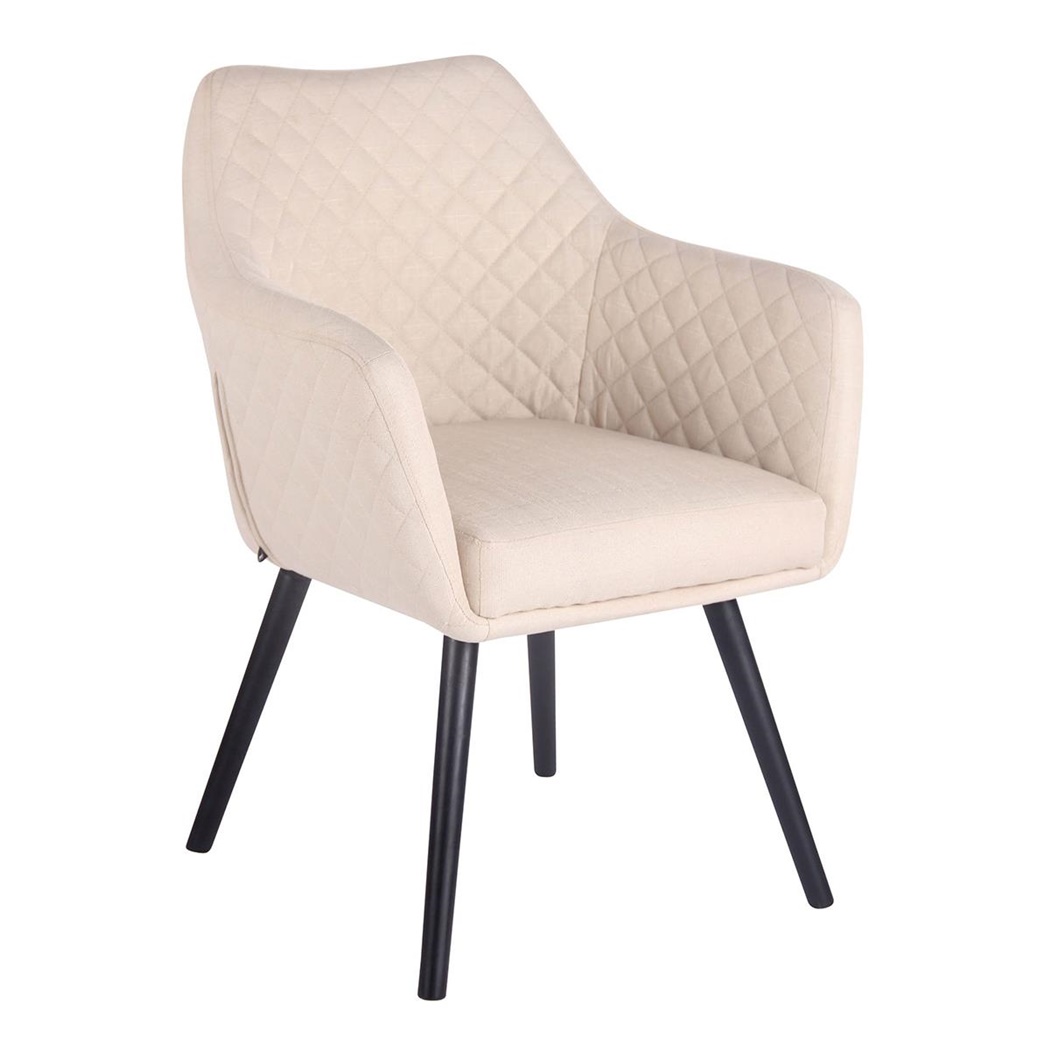 Chaise Visiteur BASILEA TISSU, Confortable, Pieds en Bois couleur Noire, Crème