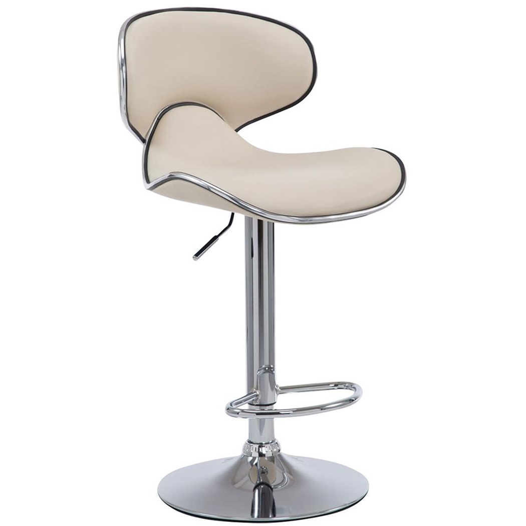 Tabouret de Bar DALLAS, Structure Métallique, Revêtement en Cuir, Crème