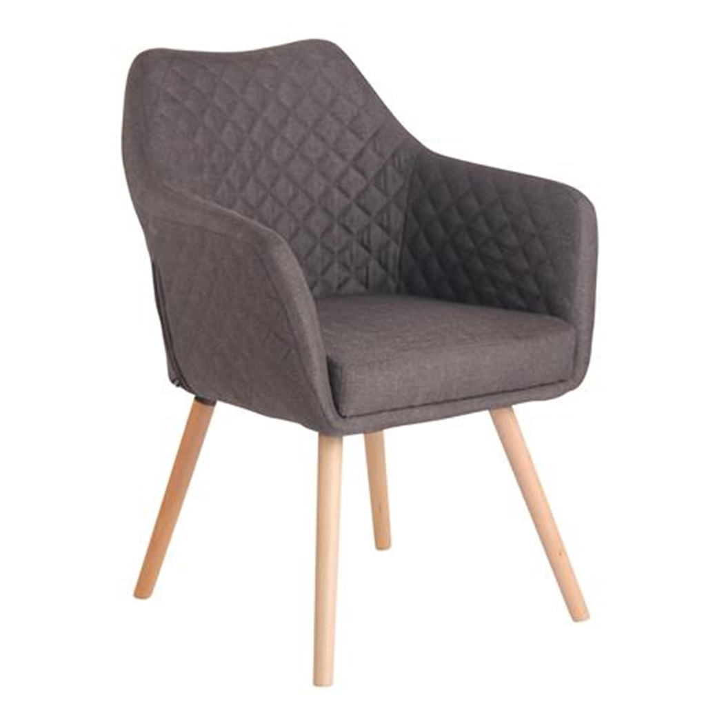 Chaise Visiteur BASILEA TISSU, Confortable, Pieds en Bois couleur Hêtre, Gris Foncé
