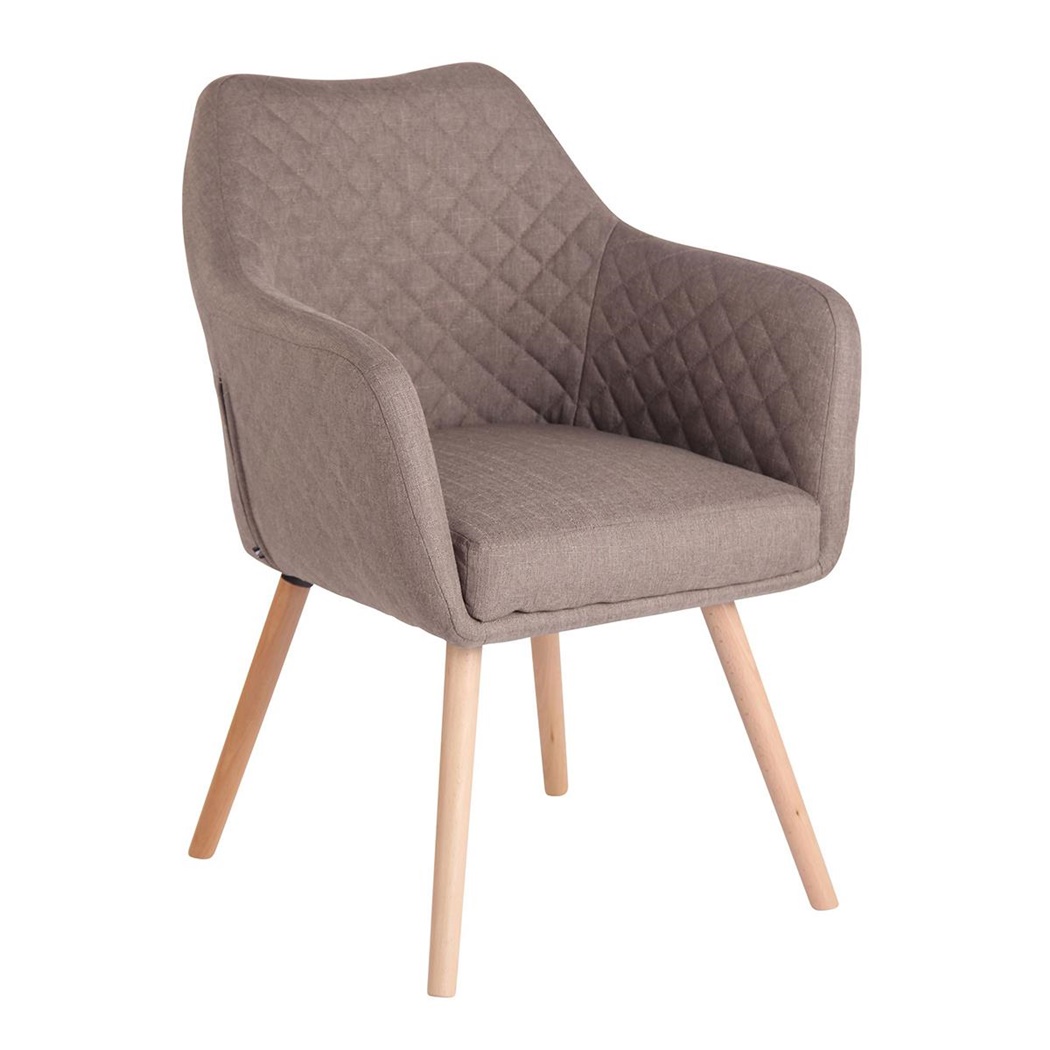 Chaise Visiteur BASILEA TISSU, Confortable, Pieds en Bois couleur Hêtre, Marron Clair