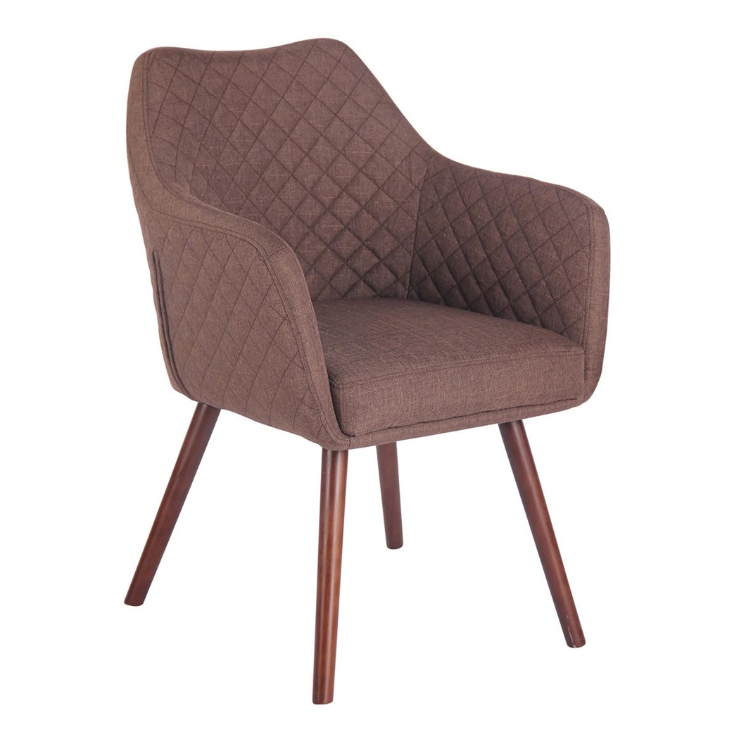 Chaise Visiteur BASILEA TISSU, Confortable, Pieds en Bois couleur Noyer, Marron Foncé