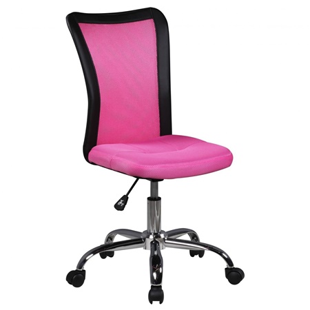 Chaise de Bureau pour Enfant SARAH, sans Accoudoirs, en Maille Respirable, Rose