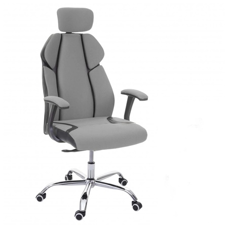 Chaise de Bureau TUXON, Design Exlusif et Ergonomique, Piétement en Métal, en Tissu, Gris