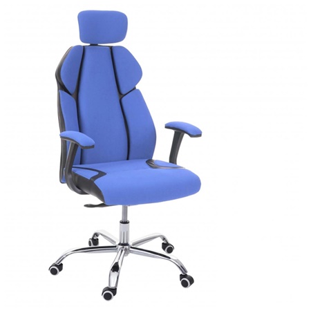 Chaise de Bureau TUXON, Design Exlusif et Ergonomique, Piétement en Métal, en Tissu, Bleu