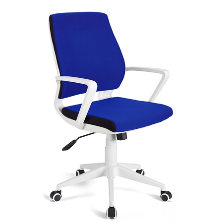 DEMO# Chaise de bureau IRMA, Structure en Blanc, Mécanisme Basculant, En Tissu, Bleu