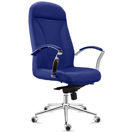 Fauteuil de Bureau CANCUN, Rembourrage Épais, Dossier Haut, en Tissu Bleu Foncé