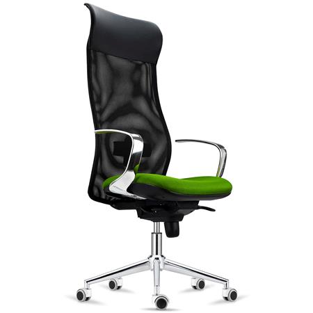 Fauteuil Ergonomique YEDA, Dossier Haut, Support Lombaire, en Maille Respirable et Tissu, Vert