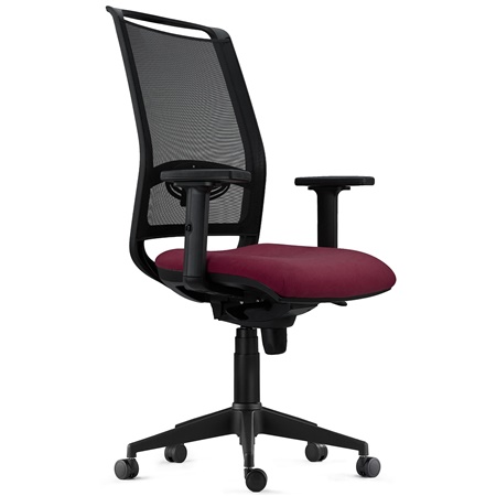 Chaise Ergonomique NEPTUNE, Support Lombaire Ajustable, en Maille et Tissu, Bordeaux