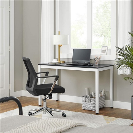 Bureau LISBET, Dimensions 120x60x76 cm, Structure Métallique, Surface en Bois, couleur Noire