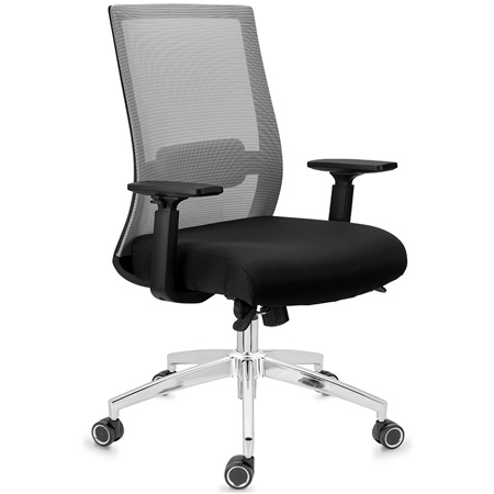 Chaise Ergonomique NIXON, Support Lombaire, Piétement Métallique, Utilisation 8H, en Gris