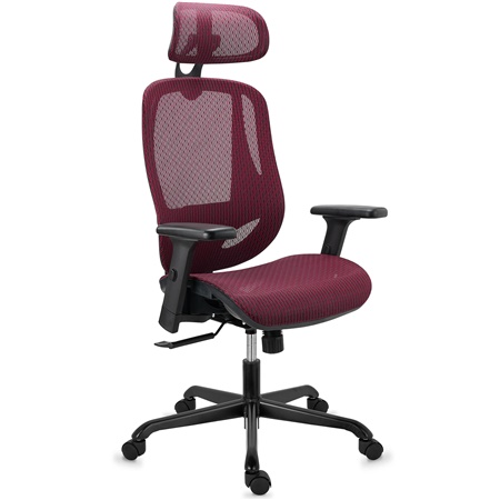 Chaise Ergonomique NOVA, Confortable et Ajustable, Grande Qualité et Design, en Maille, Rouge