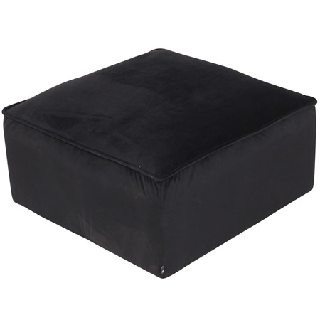Pouf PRAIA, Multifonction, 60x60x30cm, Moderne et Elégant, en Velour Noir