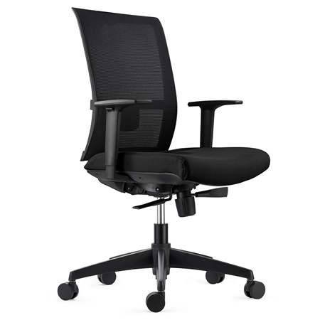 DEMO# Chaise Ergonomique EXON, Support Lombaire, Utilisation 8 H, en Tissu et Maille, Noir