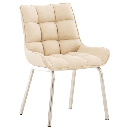Fauteuil visiteur TANGO, Rembourrage Épais, Pieds en Métal, Tissu Crème