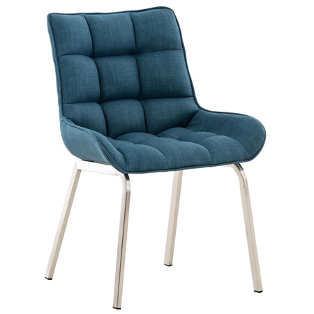 Fauteuil visiteur TANGO, Rembourrage Épais, Pieds en Métal, Tissu Bleu