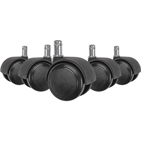 Lot de 5x Roulettes ROLLER 6, 11x50mm, Sols Durs, Cache noir