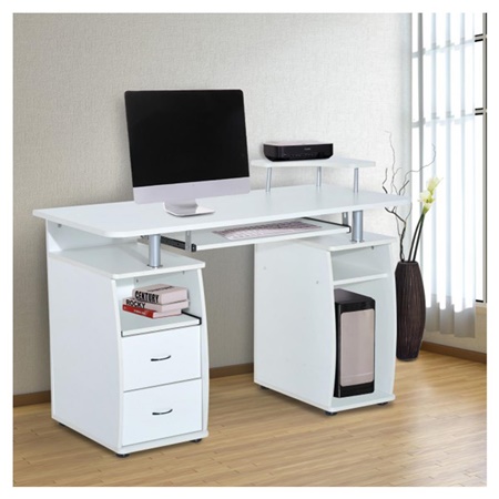 DEMO#  Bureau informatique GRISO, Dimensions 120x55x85 cm, en Bois, couleur Blanc