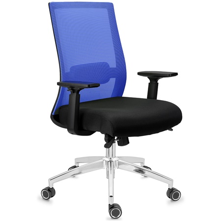 Chaise Ergonomique NIXON, Support Lombaire, Piétement Métallique, Utilisation 8H, en Bleu