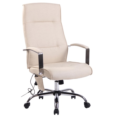 Fauteuil de Bureau PONTIAC MASSAGE TISSU, Allure Chic, Métal, Crème