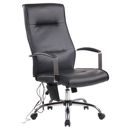 Fauteuil de Bureau PONTIAC MASSAGE CUIR, Allure Chic, Métal, Noir