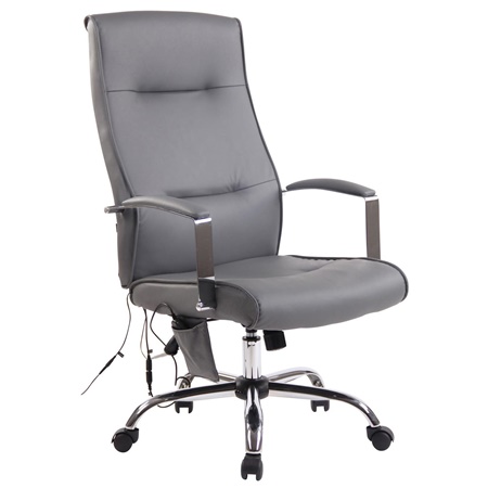 Fauteuil de Bureau PONTIAC MASSAGE CUIR, Allure Chic, Métal, Gris