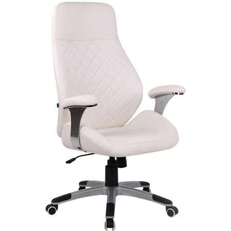 Fauteuil de Direction LION, Design Sport, Coutures Apparentes, en Cuir, Blanc