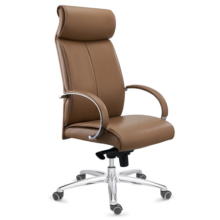 Fauteuil de Bureau PANAMA, Confortable et Élégant, Grande Qualité, Cuir Authentique Marron