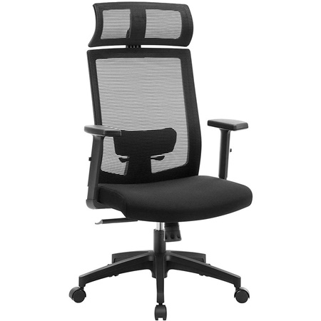 Chaise Ergonomique INSTA, Support Lombaire Réglable, Appui-tête Ajustable, Noir