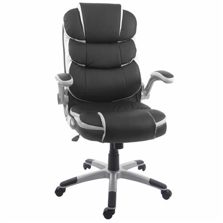 Fauteuil de bureau RANDY, Grand rembourrage, Utilisation 8h, Cuir, Noir et blanc