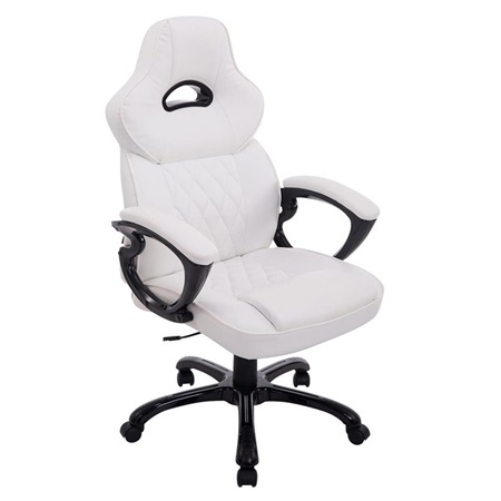 Fauteuil de Bureau LEROY, Mécanisme Basculant, Modèle XXL, en Cuir Blanc