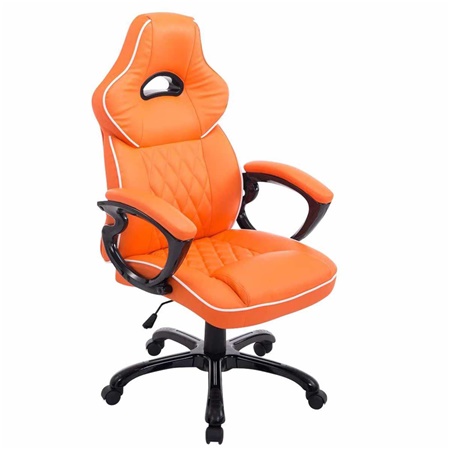 Fauteuil de Bureau LEROY, Mécanisme Basculant, Modèle XXL, en Cuir Orange