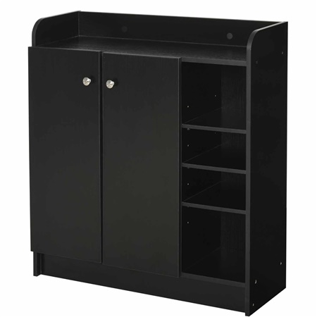 Armoire HURON, Nombreux Rangements, 83x30x90cm, en Bois, Noir