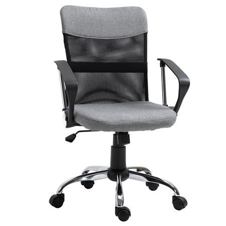 Chaise de Bureau AVEIRO, Mécanisme Basculant, en Maille Respirable et Tissu, Noir