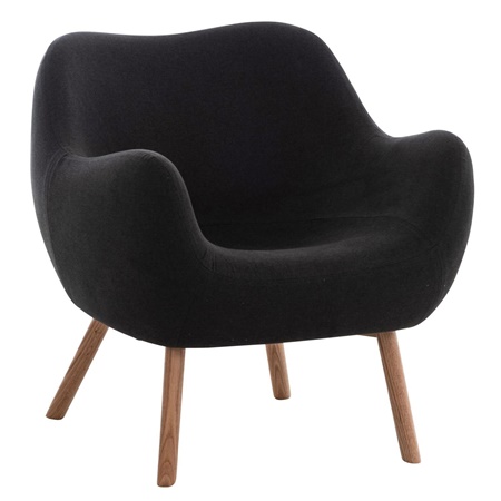 Fauteuil Visiteur MALTA, Design Moderne, Pieds en Bois, Revêtement Tissu, Noir 