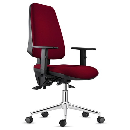 DEMO# Chaise de bureau Ergonomique INDIANA, en Tissu Bordeaux, avec Piétement Métallique et Accoudoirs Ajustables