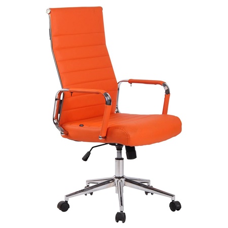 Chaise de bureau KOLMU, Piétement métallique, Design avec des coutures élégantes, Cuir, Orange