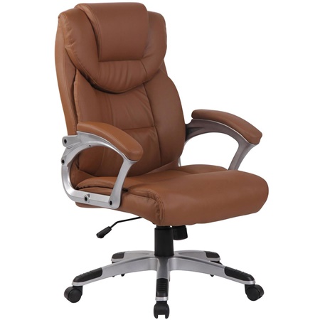 Fauteuil de bureau BALTIMORE, grand rembourrage, très résistant, revêtement cuir, Marron Clair