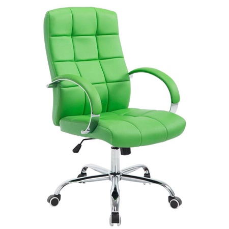 Fauteuil de bureau LISBOA, Grande qualité, structure métallique, revêtement cuir, Vert