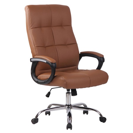 Fauteuil de Bureau ARABIA, Grand Rembourrage, Résistant jusqu'à 160 kg, Cuir, Marron Clair