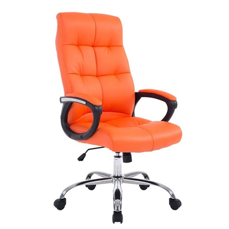 Fauteuil de Bureau ARABIA, Grand Rembourrage, Résistant jusqu'à 160 kg, Cuir, Orange