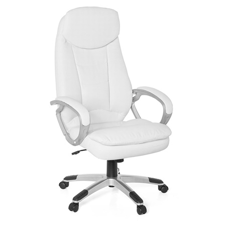 DEMO# Fauteuil de bureau NAILA, Dossier haut, Grand rembourrage, Revêtement en Cuir, Blanc