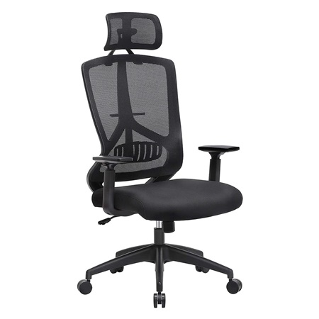 Chaise Ergonomique NEMO, Support Lombaire Réglable, Appui-tête Ajustable, en Maille Respirable, Noir