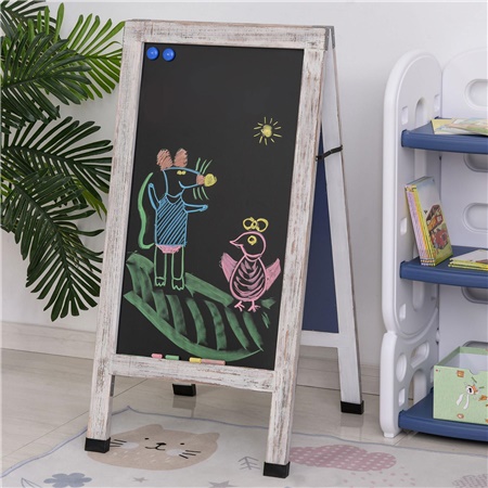 Tableau Magnétique MILEY, 51x58x98,5 cm, Deux Faces en Ardoise, Pliable, en Bois