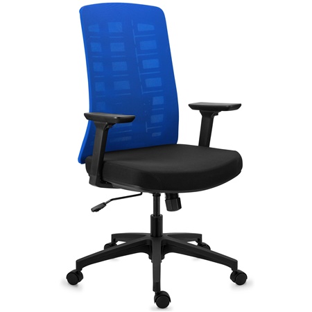 Chaise de Bureau MAYESTIC, Design Ergonomique Exclusif, Support Lombaire, Bleu