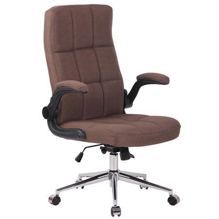 Fauteuil de Bureau FLEXI, Accoudoirs Rabattables, Grand Confort, en Tissu Marron 