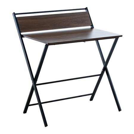 Bureau FORBY, 93x84x62 cm, Pliable, en Métal et Bois couleur Noyer