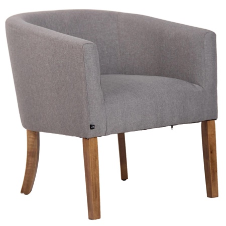Fauteuil visiteur THEO, Grand Rembourrage, Piétement en Bois Clair, Tissu Gris Clair