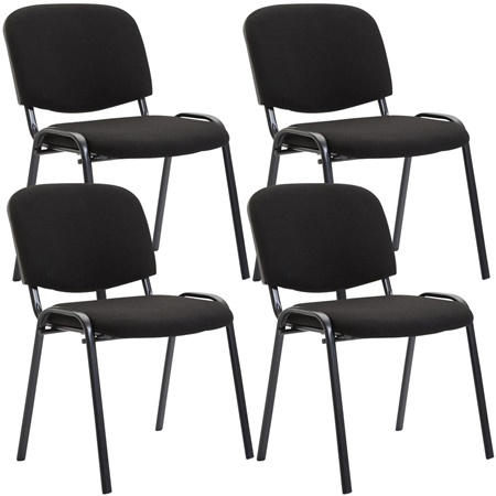 Lot de 4 Chaises Visiteur MOBY TISSU, Commode et Pratique, Prix Incroyable, Noir et Piétement Noir