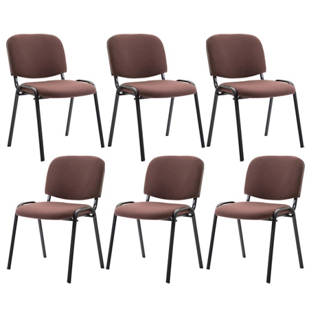 Lot de 6 chaises visiteur MOBY TISSU, Commode et Pratique, Prix Incroyable, Marron et Piétement Noir